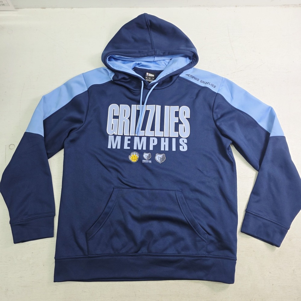 Memphis Grizzlies NBA Hoodie Mens Medium Navy Light Blue Pullover Sweatshirt EUC